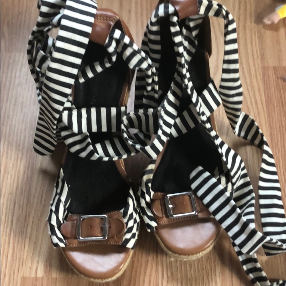 Lace up wedges.